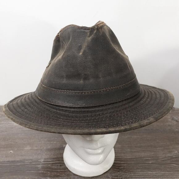 Conner Hat Outback Fitted Mens XXXL Brown Weathered Cotton Safari Outdoor WAXED - Picture 1 of 10